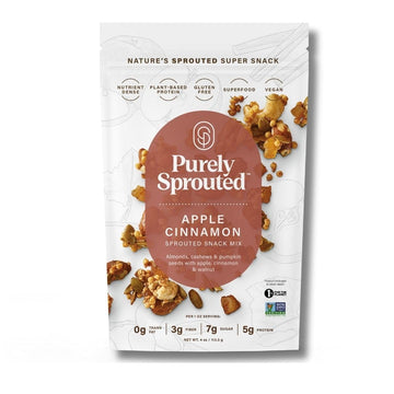 Purely Sprouted Apple Cinnamon Snack Mix: Vegan, Gluten-Free, And Non-Gmo Blend For A Healthy Crunch! (4 Oz, 6 Pack)