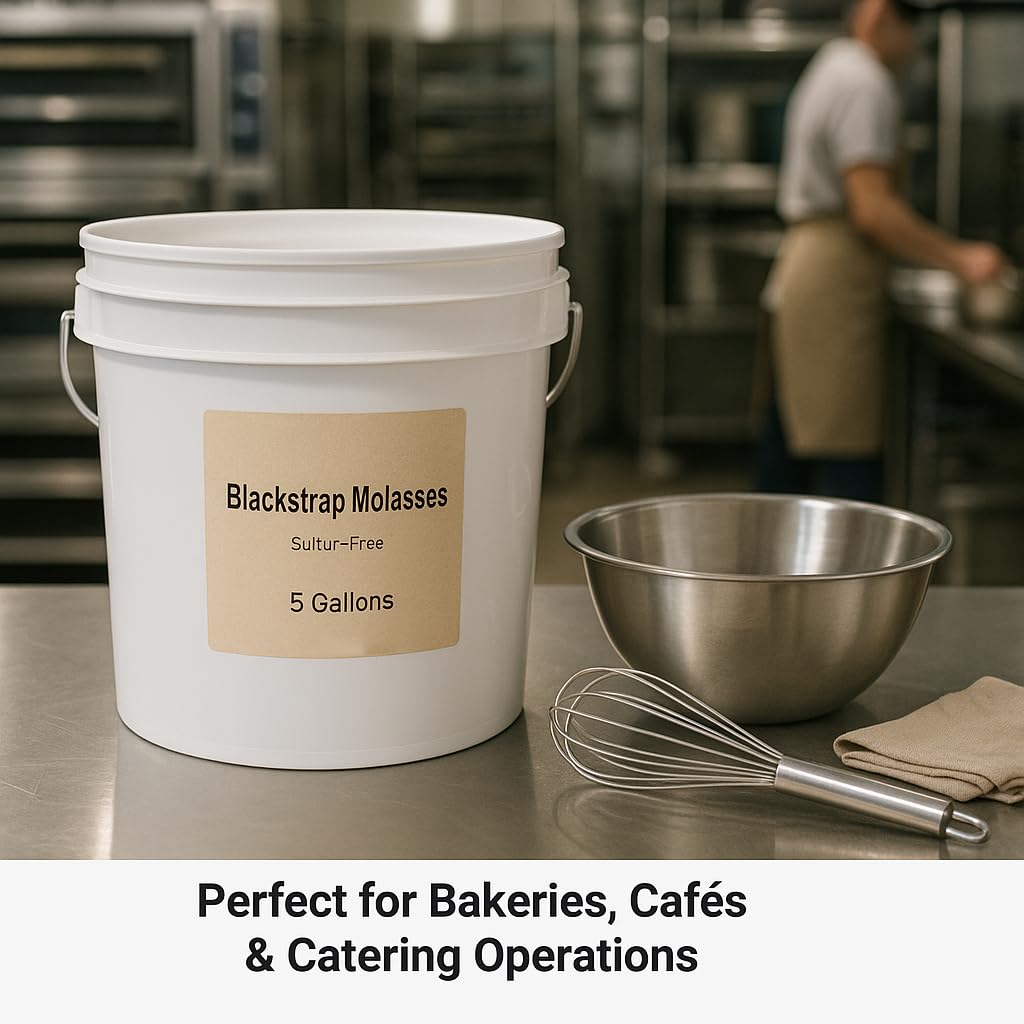 5 Gallon Unsulfured Blackstrap Molasses | Sulfur-Free Cane Molasses for Baking  Cooking  Sauces & Food Production