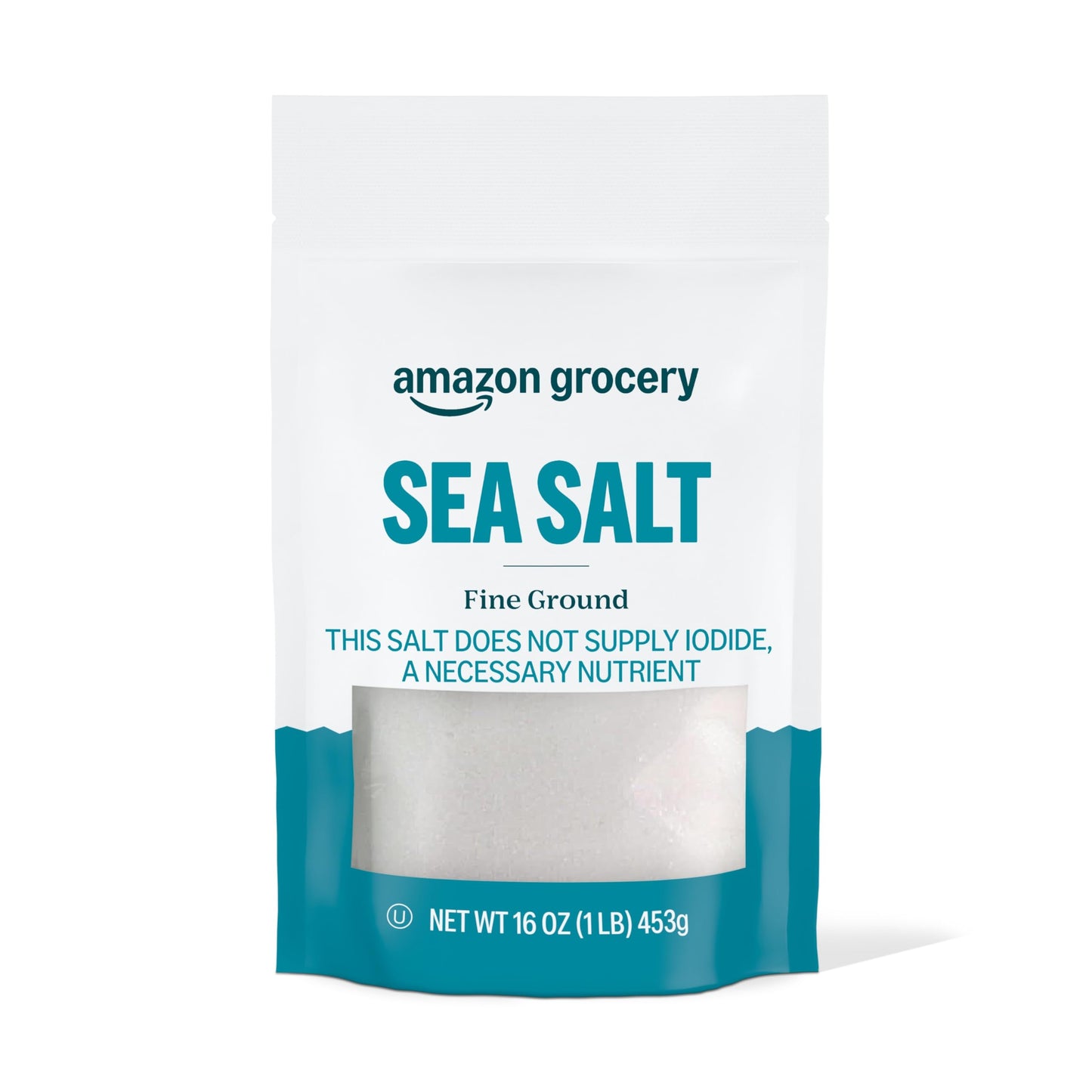 Amazon Grocery Sea Salt Fine Ground, 1 Pound, Previously Happy Belly, Packaging May Vary