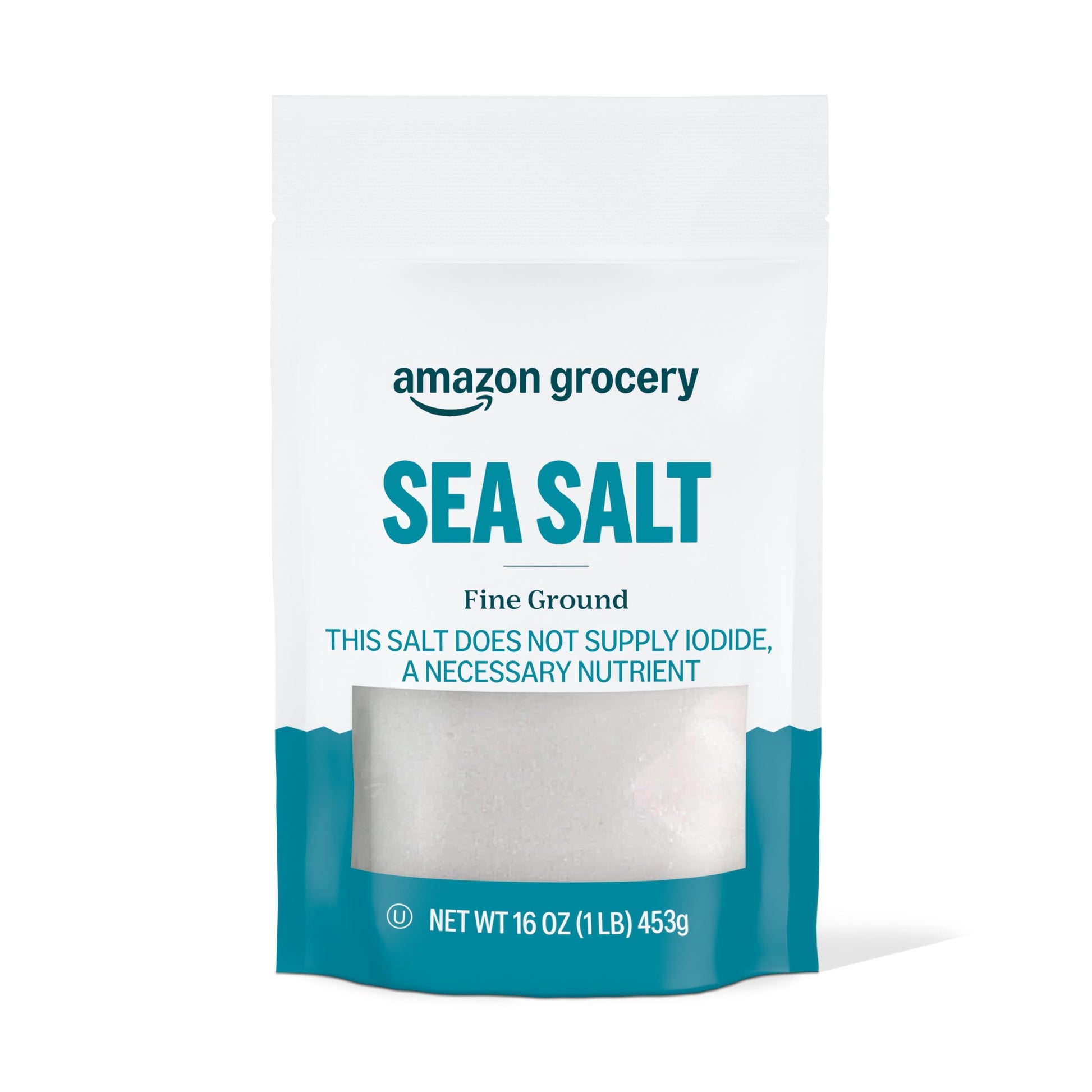 Amazon Grocery Sea Salt Fine Ground, 1 Pound, Previously Happy Belly, Packaging May Vary
