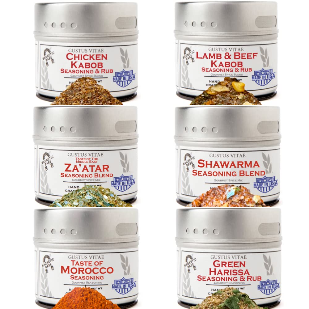Middle Eastern Seasonings Gourmet Gift Set - Tastes of The Middle East - Artisanal Spice Blends Six Pack - Non GMO, All Natural,