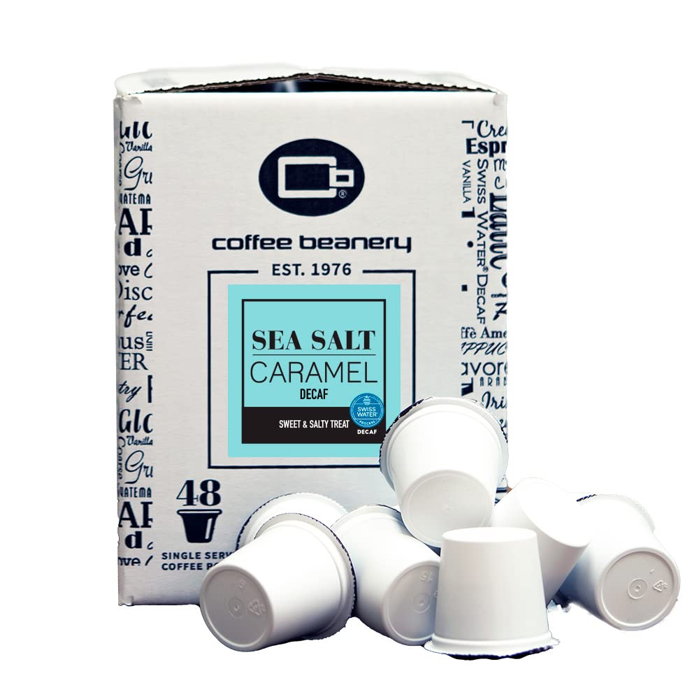 Coffee Beanery Sea Salt Caramel Decaf Coffee Pods - Medium Roast, 48ct Pack