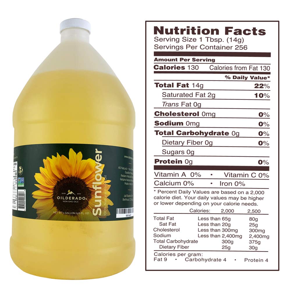 Oilderado Sunflower Oil, Naturally Expeller Pressed, Non-GMO Certified, Sunflower Cooking Oil, High-Heat Cooking, Great for Dres