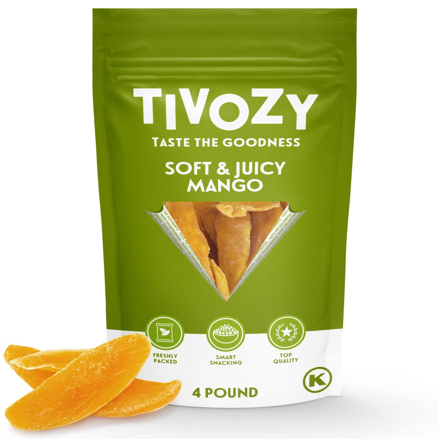 Dried Mango Slices - 4 Pound Bulk Pack, Soft & Juicy Sweet Dried Mango Healthy Snack, Delicious Texture, Chewy Ripened Mangos Dr
