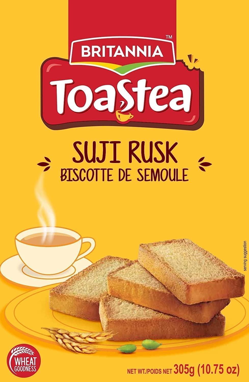 Britannia Toastea Suji Rusk 10.75Oz (305G) - Biscotte De Semoule - Crispy Tea Time Snack - Crispy Crunchy Toast (Pack Of 4)