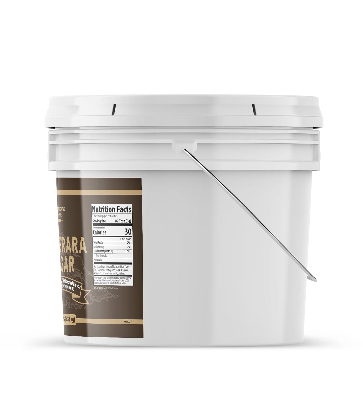 Unpretentious Demerara Sugar, 2 Gallon Bucket, Raw, First-Pressed Sugarcane Crystals For Drinks & Baking (2 Gallon Bucket)