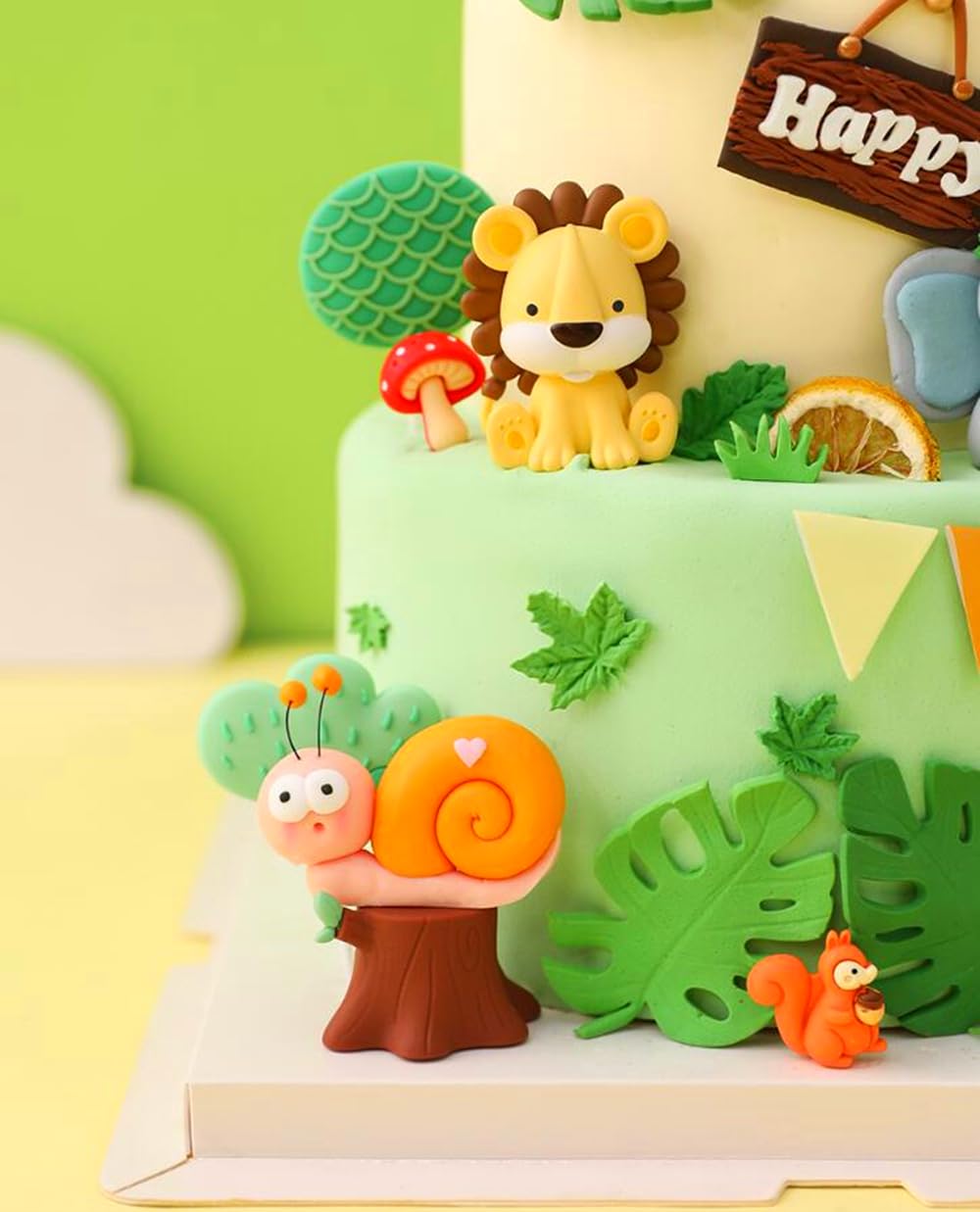 Jevenis Luxury Jungle Baby Animals Cake Decoration Wild One Cake Decoration Safari Cake Decoration Giraffe Elephant Lion Tiger C