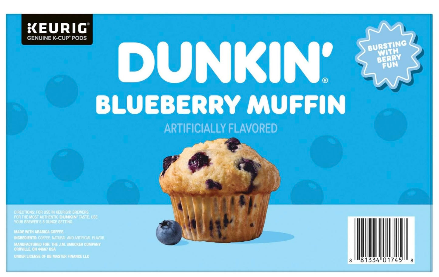 Dunkin Blueberry Muffin Coffee K-Cup Pods, Medium Roast, 54 Count, 20 Ounce Pack