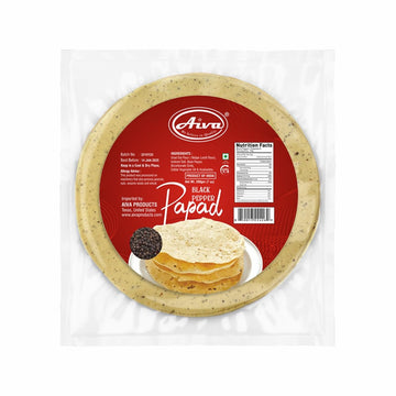 Aiva Pappadums (Indian Lentil Wafer Snack) Black Pepper Papad 200G (Pack Of 3)
