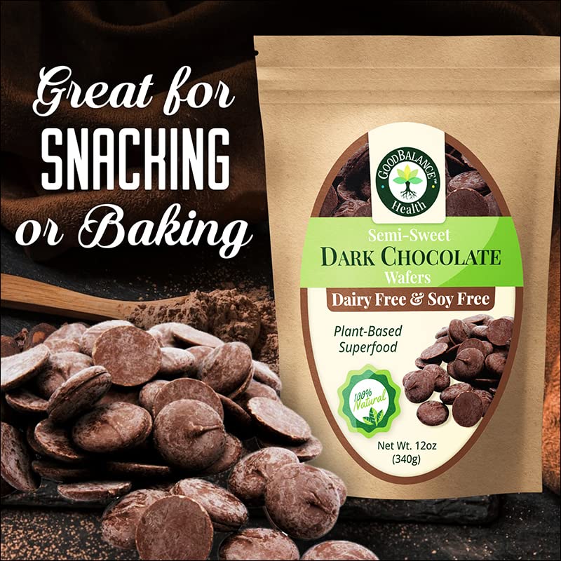 Good Balance Health Dark Chocolate Wafers, Semi Sweet, Dairy Free, Soy Free, Melting Chocolate For Deserts, Baking, Fondue, Dipp