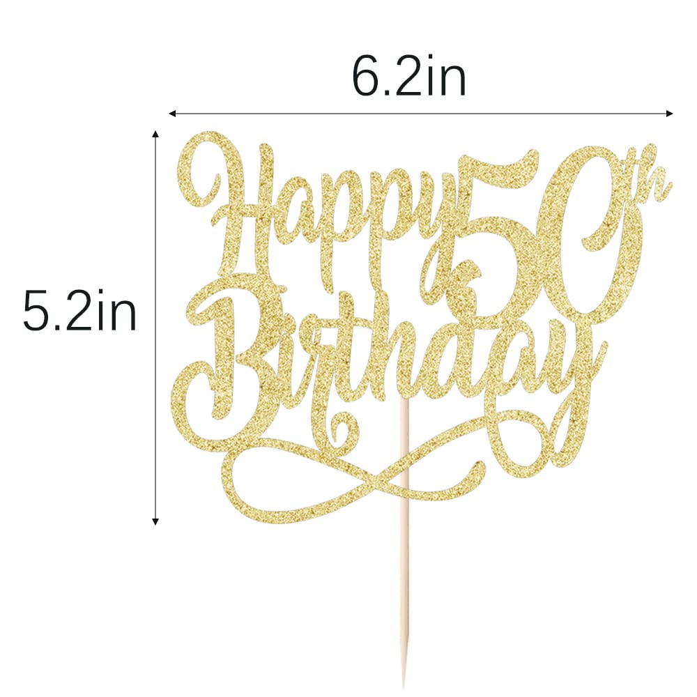 Gold Glitter Happy 50Th Birthday Cake Topper,Cheers To 50 Years,Happy 50Th Birthday Cake Topper,50Th Anniversary Cake Topper, Me