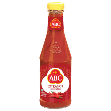 ABC Extra Hot Chili Sauce, 11.3 Oz, Spicy Sriracha Style Sambal, No MSG, Umami Flavor, Indonesian BBQ Dip Made with Chili & Garl