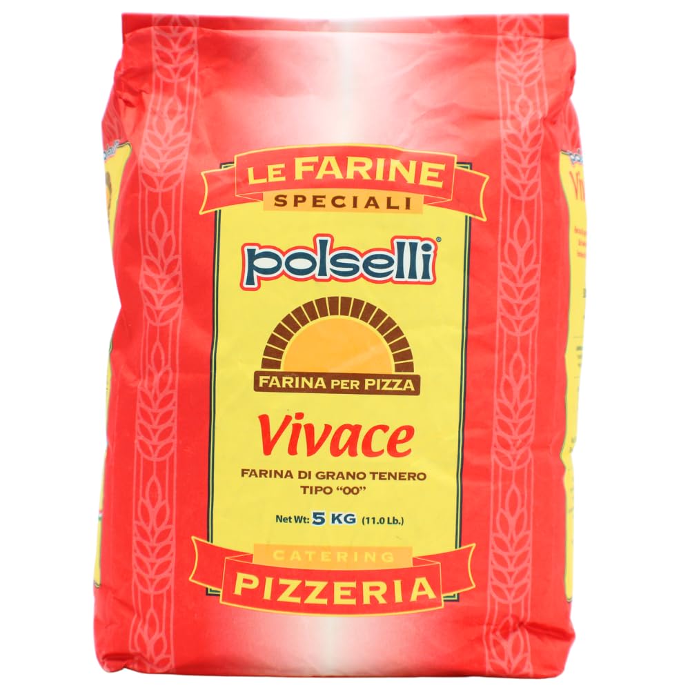 POLSELLI Vivace Double Zero Flour, Napoletana Pizza Dough Mix, 5 kg, Red Bag
