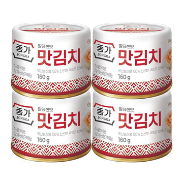 Jongga Original Can Kimchi (Pack Of 4), Shelf Stable Canned Kimchi, Spicy Korean Authentic Fermented Pickled Cabbage, Perfect Wi