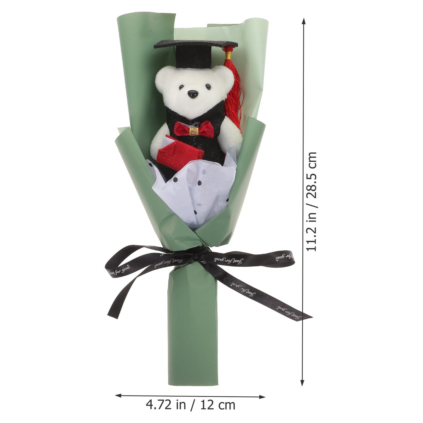 Tofficu 2 Bunches Of Green Graduation Teddy Bear Bouquet With Plush Roses - Decorative Floral Arrangements For Graduation Party