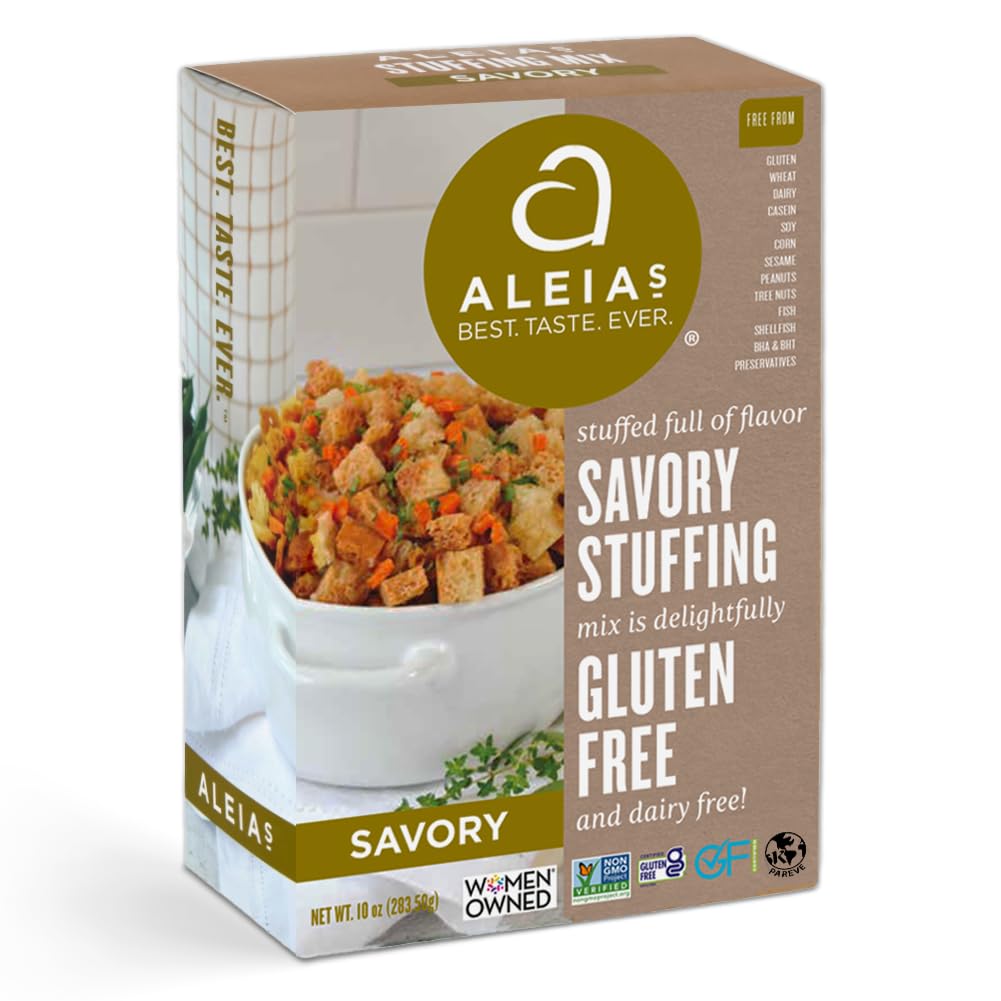 ALEIAS BEST Gluten Free Savory Stuffing Mix, Classic Holiday Stuffing, 10oz Pack, Wheat Free, Soy Free, Dairy Free, Non-GMO