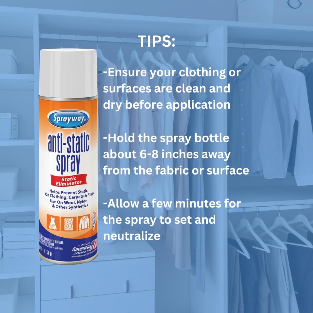 Sprayway Sw956R Residue-Free Anti-Static Spray, Reduce Static Cling, Eliminate Static Shock, 6 Oz