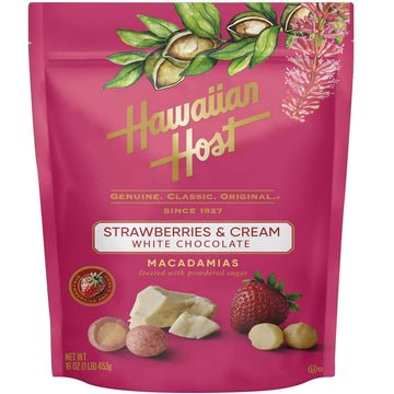 Hawaiian Host Paradise Collection - Strawberries & Cream White Chocolate Macadamia Nuts - 16 Oz Bag