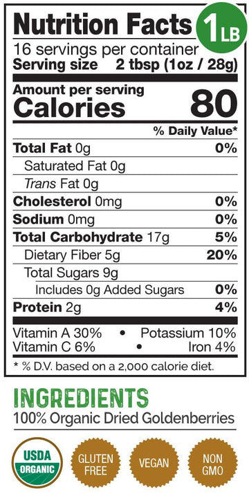 Herbazest Goldenberries Dried Organic - 1 Lb - Usda Certified, Vegan & Gluten Free Superfood - Perfect For Snacks, Baked Goods,