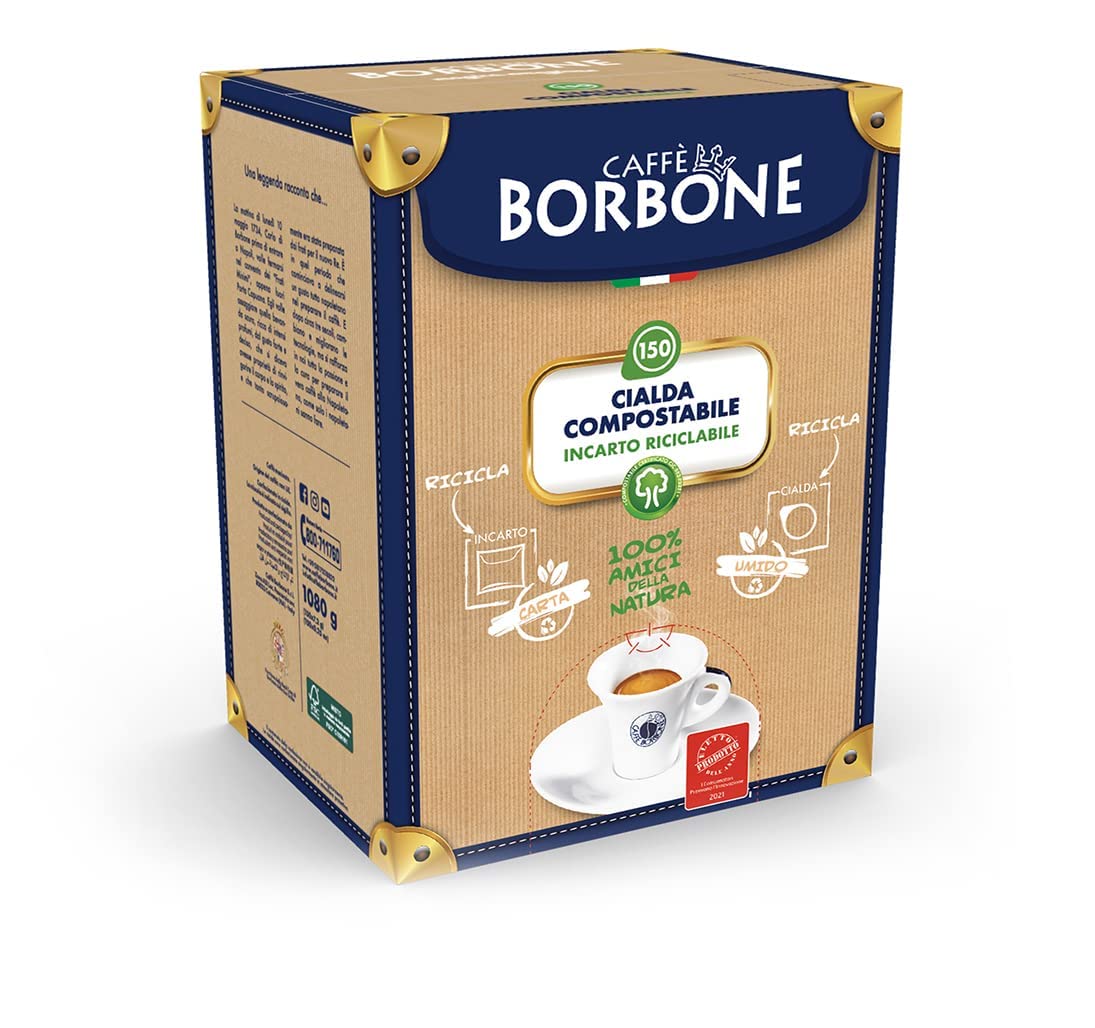 Caffe Borbone 150 Single Served Espresso Coffee Pods, Black Blend With Intensed And Marked Flavour, Roasted And Freshly Packaged