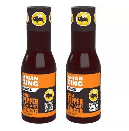 Al Amin Foods Asian Zing Sauce Chili with Pepper Soy & Ginger - 2 Bottles 12 fl.oz (355g) each. By Buffalo Wild Wings