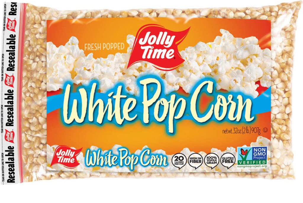 Jolly Time Unpopped Popcorn Kernels, Gourmet Popping Corn For Air Popper Machine Or Stovetop, Non-Gmo (White Pop Corn, 2 Pound (