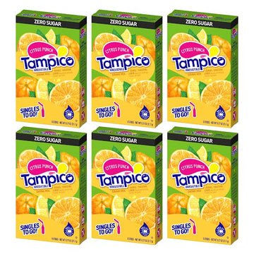 SINGLES TO GO! Tampico Singles To Go Drink Mix Packets, Citrus Punch, Zero Sugar, Low Calorie, 100% DV of Vitamin C per Serving,