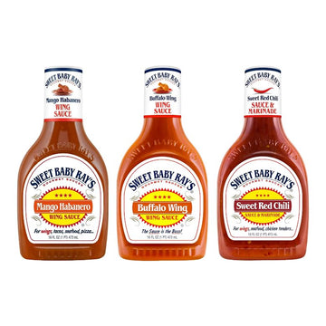 Sweet Baby Rays Flavorful Wing Sauce Set - Mango Habanero, Buffalo, Sweet Red Chili - Perfect for Chicken, Ribs & More - 16 FL O