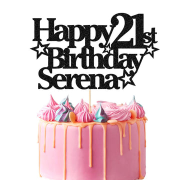 Personalized Happy Birthday Cake Topper | Custom Party Decoration with Any Name Any Age | Multicolor Glitter Cake Topper 13th 16