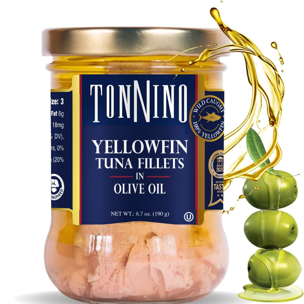 Tonnino Yellowfin Tuna in Olive Oil, Gluten-Free, 1.12 Ounce (Pack of 6)