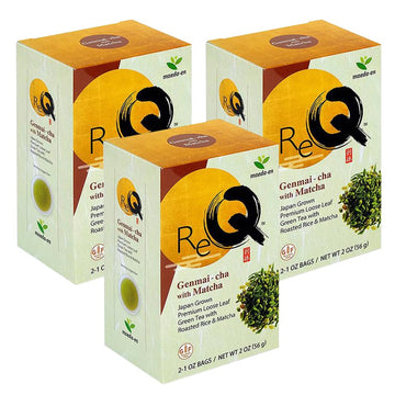 MAEDA-EN Genmai-cha with Matcha Loose Leaf Green Tea, 168g, 3 Pack - Japanese Origin Hot or Iced Drink