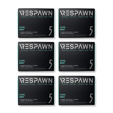 Respawn By 5 Sugar Free Focus Chewing Gum 6Ct Variety Pack 90 Sticks, Cool Mint, 80 Count