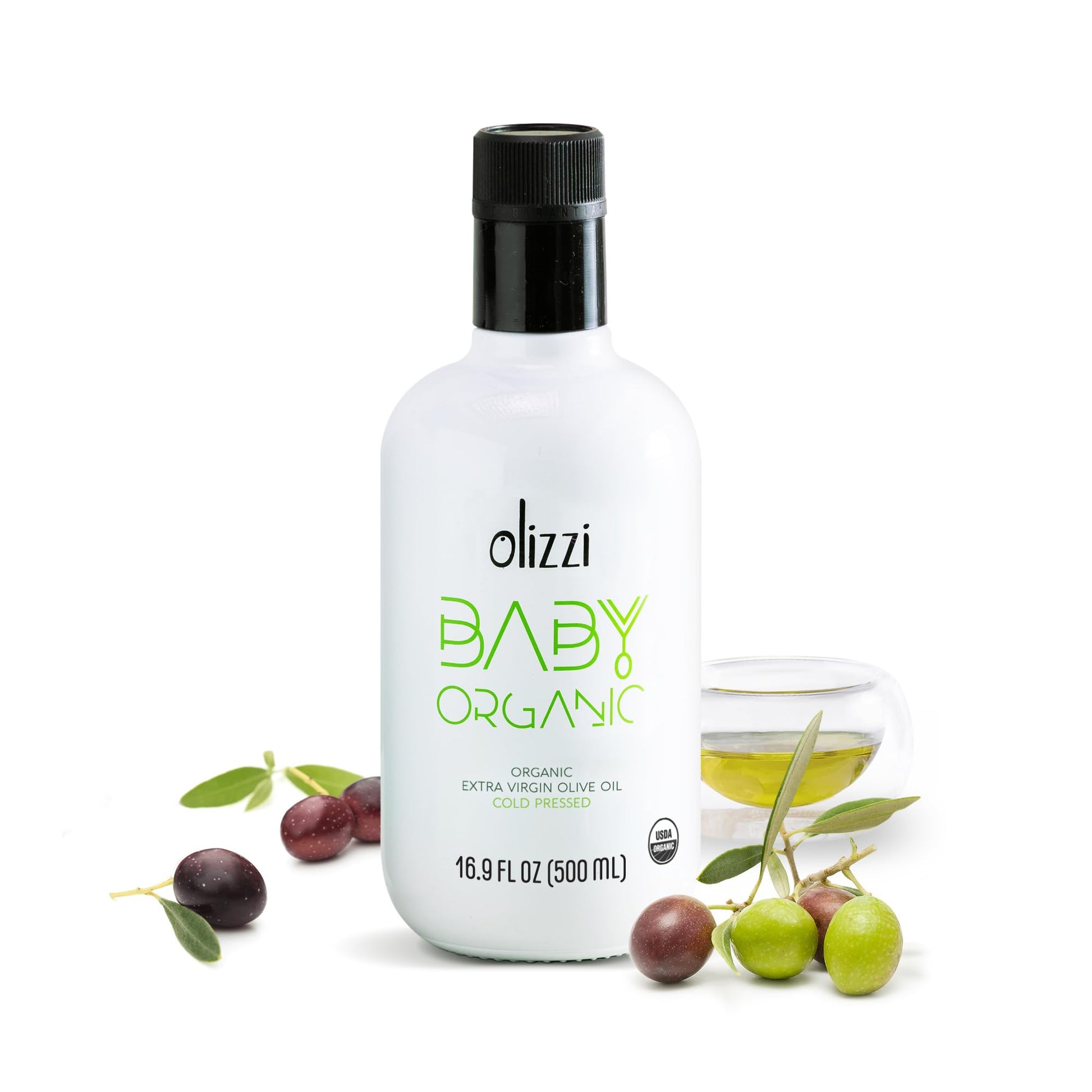 Olizzi Organic Extra Virgin Olive Oil for Baby Food, Cold Pressed, USDA Organic, 16.9 FL OZ (500 ML)