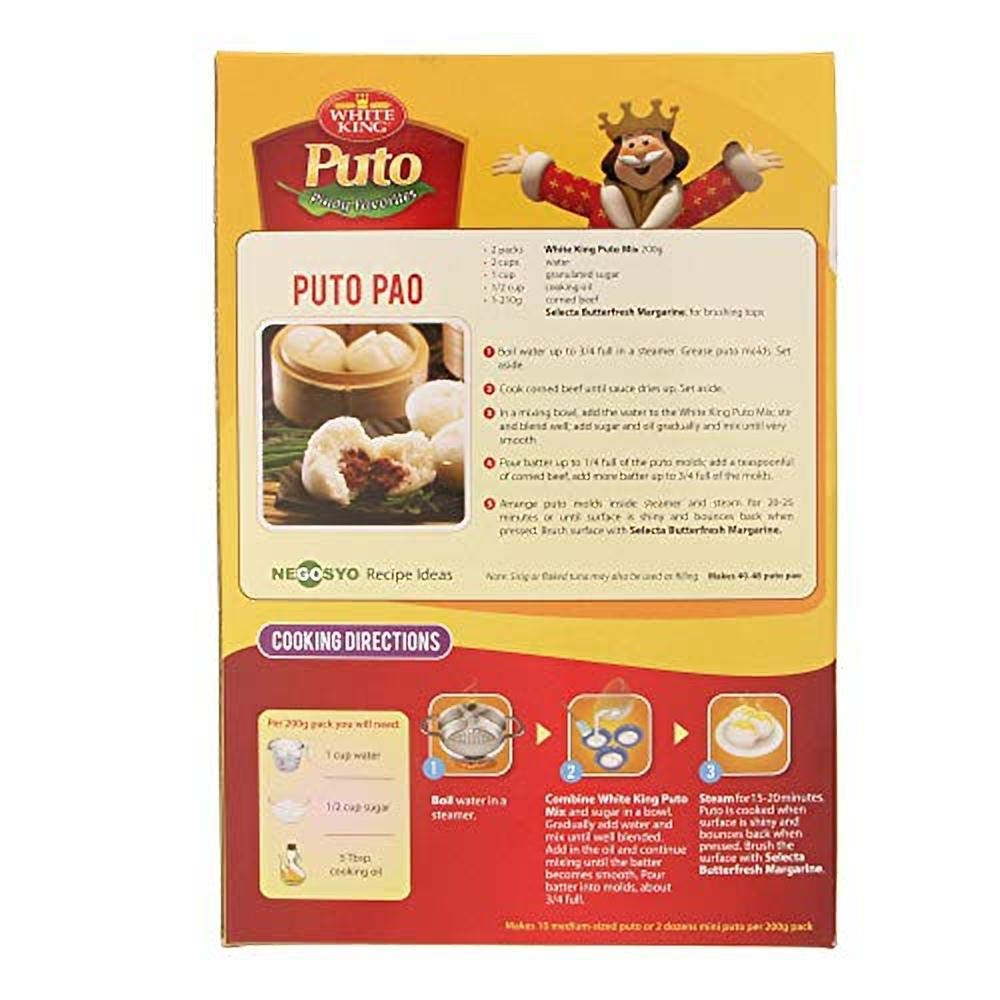 White King Puto Pinoy Favorites Cake Mix, Net Wt 400G (0.88Lb)Per Box, 3 Pack