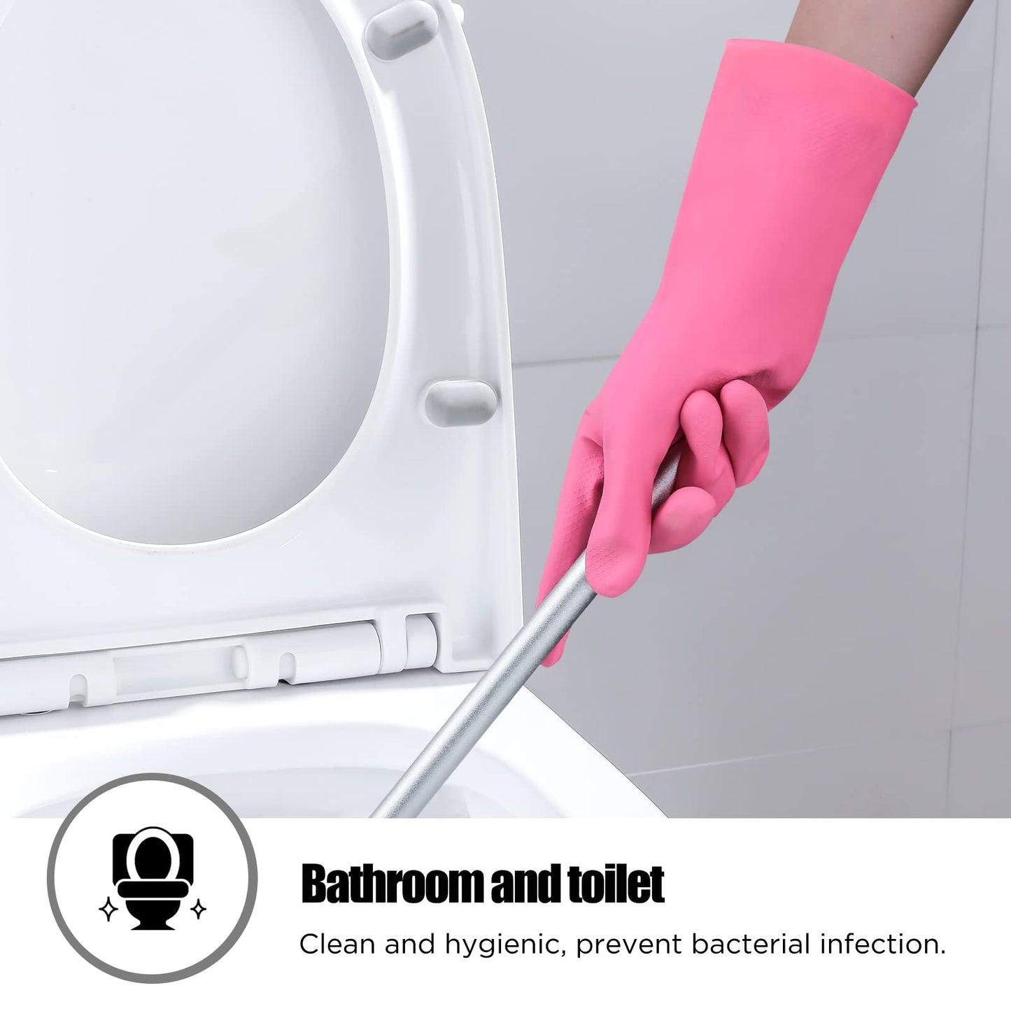 Rubber Gloves Dishwashing 4 Pairs For Kitchen,Cleaning Gloves For Household Reuseable.(Large,Pink)