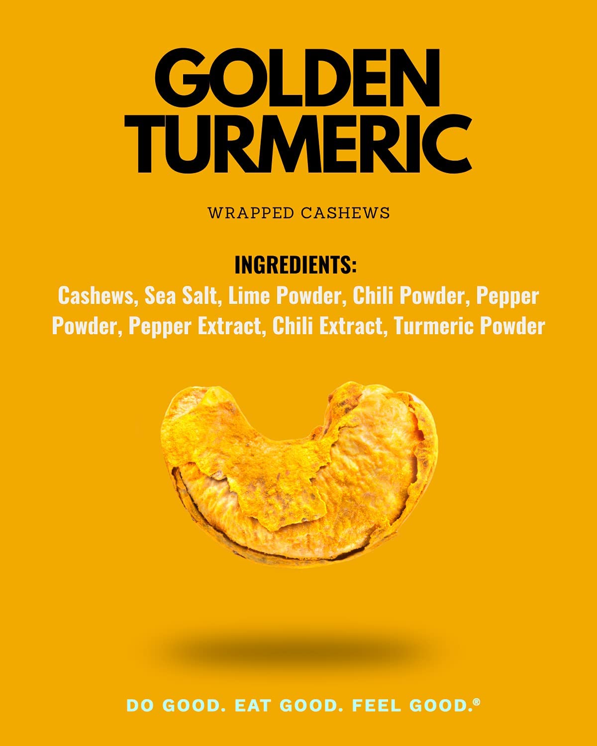 Golden Turmeric Wrapped Whole Cashews By Karma Nuts, Air Roasted With Natural Skins, 2X More Fiber, Whole 30, Peanut-Free Facility, Kosher, Everyday Nut Snack, 7Oz Resealable Bag