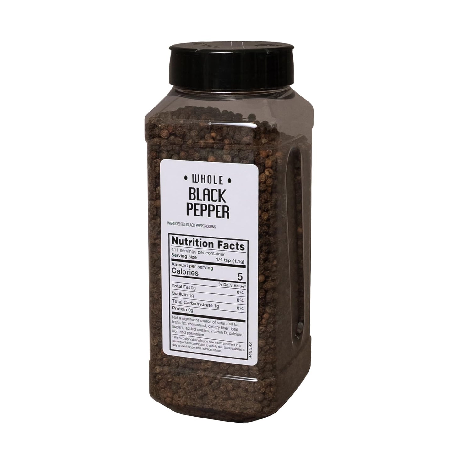 Sauer's Whole Black Pepper Canister - 1 Pound, Premium Quality Seasoning for Foodservice and Culinary Use