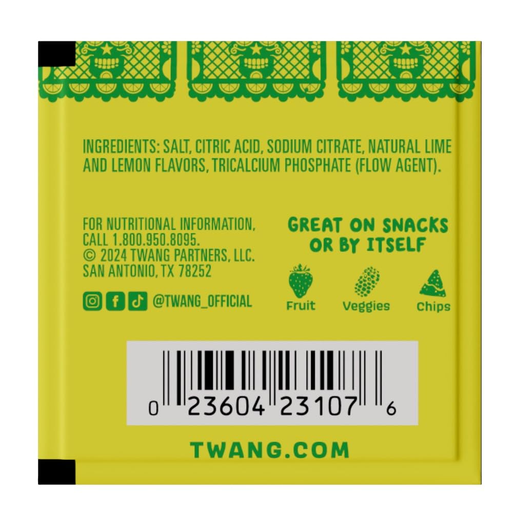 Twang Twangerz Snack Topping, Lemon Lime Flavor, 1 Gram Packets, Pack of 200, Lime Green, Ideal for Seasoning and Flavoring