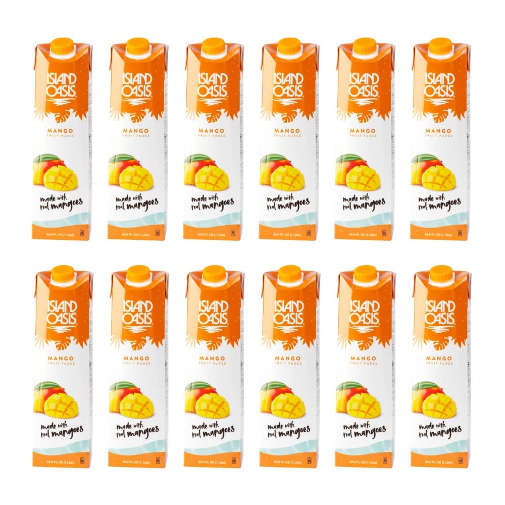 Island Oasis Mango Fruit Puree Beverage Mix, 33.9 Fluid Ounce (Pack Of 12)
