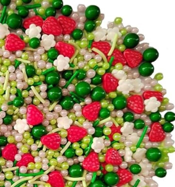 Sentovac Edible Strawberry Jimmies And Flowers Mixing Sprinkles For Decorating 1 Bottle 3.35Oz/ 95G | Cake Cupcakes And Ice Crea