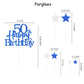 Pargleev Glittery 50th Birthday Cake Topper, Personalised Party Decoration, Blue, Paper