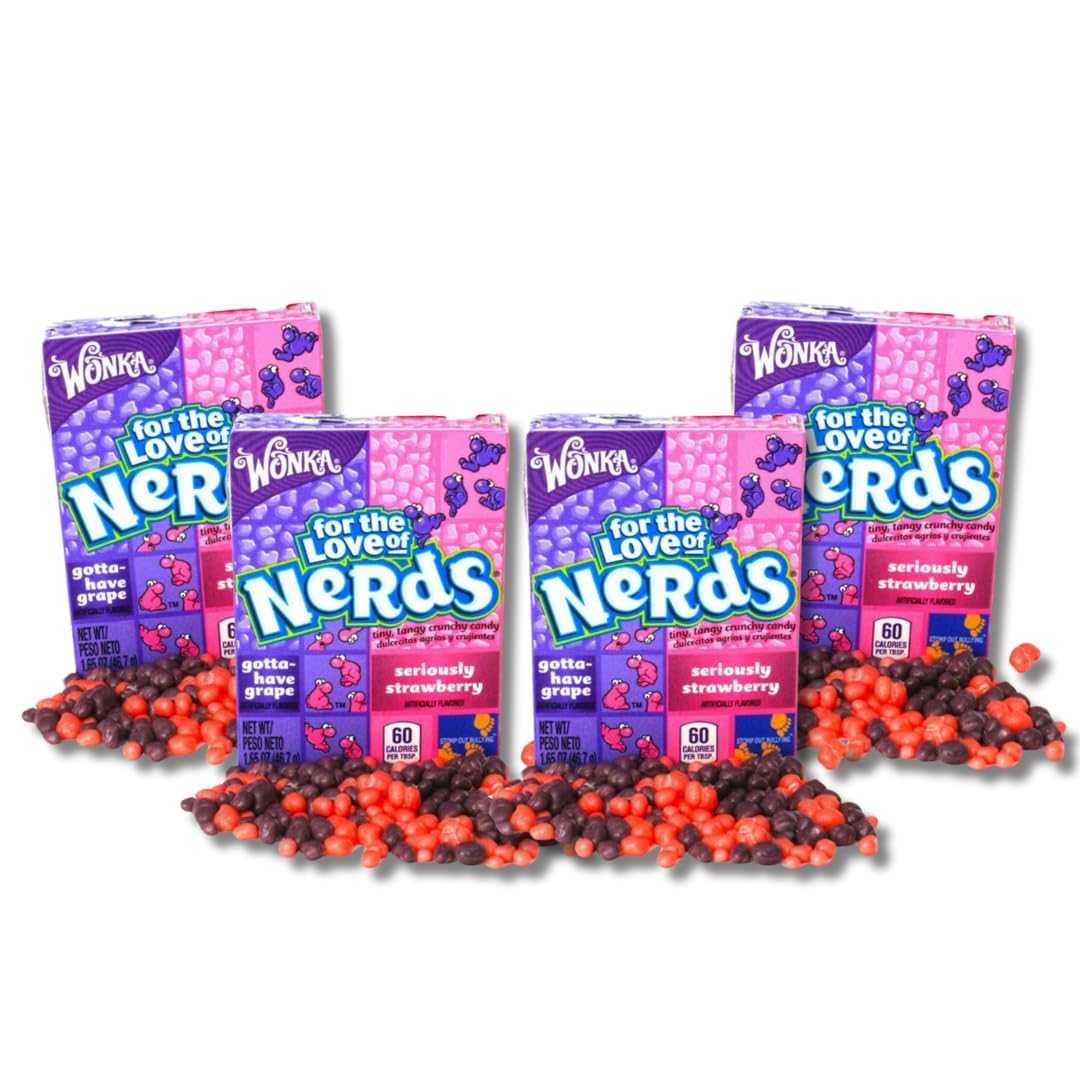 Classic Full Size Candy & Candy Bar Gift Packs By Lyza's Sweets & Treats (Pack of 4, Nerds - Grape/Strawberry)