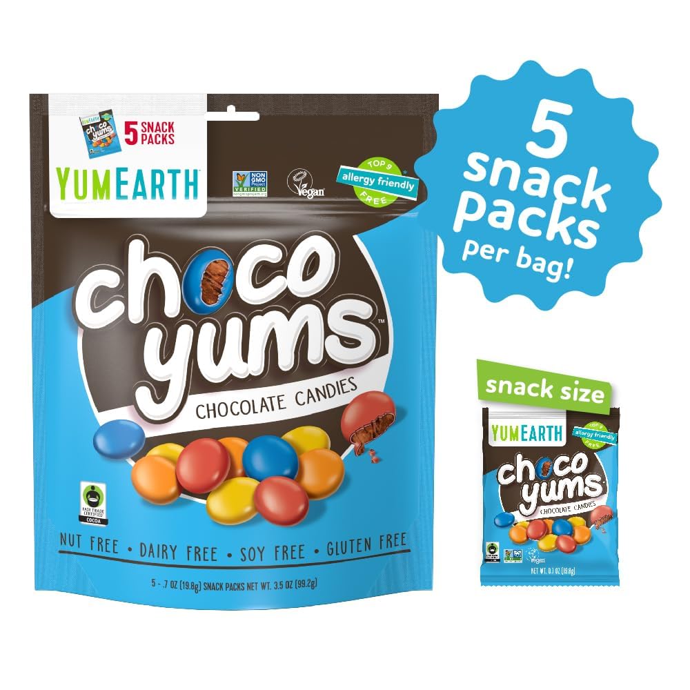 Yumearth Choco Yums, 5- 0.7 Ounce Snack Packs, Allergy Friendly, Gluten Free, Non-Gmo, Vegan, No Artificial Flavors Or Dyes (Pac