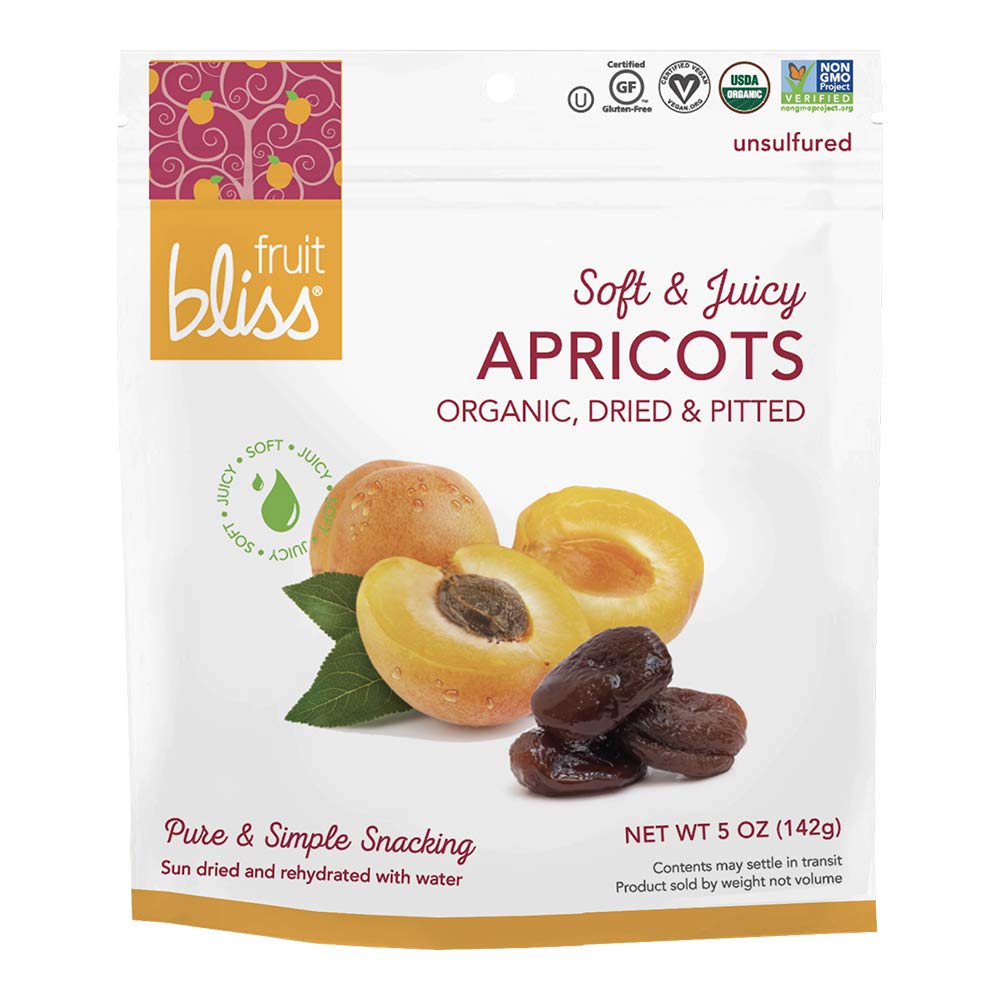 Fruit Bliss Unsulfured Turkish Apricots - Organic Dried Fruit Snacks - Gluten-Free, Non-GMO - 5 oz Pack
