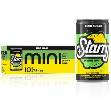 Starry Lemon Lime Mini, 7.5 Fl Oz Cans, 10 Pack