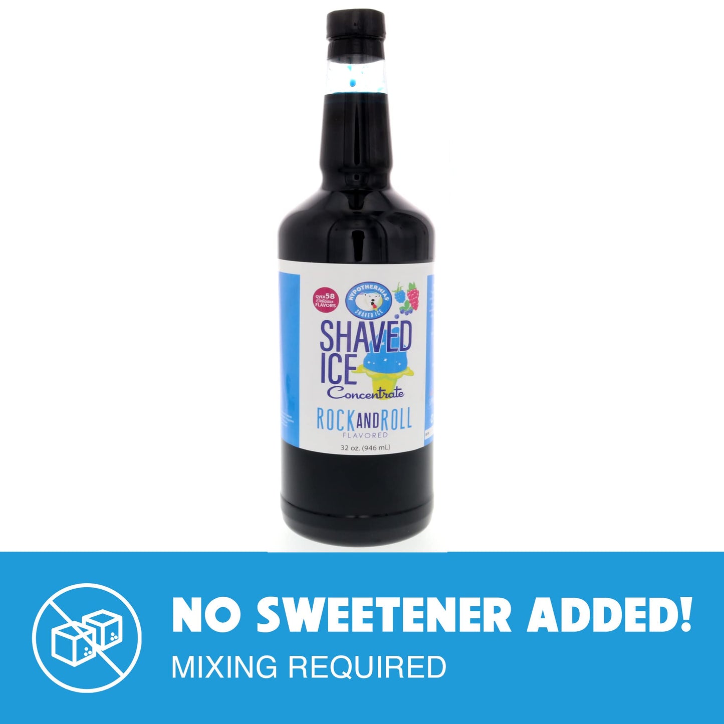 Hypothermias Shaved Ice Syrup Concentrate - Unsweetened - 32 Fl Oz - Makes 8 Gallons - Rock and Roll Flavor