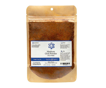 Savory Spice Medium Chili Powder - Salt-Free Chili Powder Seasoning | Ground Chili Powder Blend, No Salt (1/2 Cup Bag - Net: 2 o