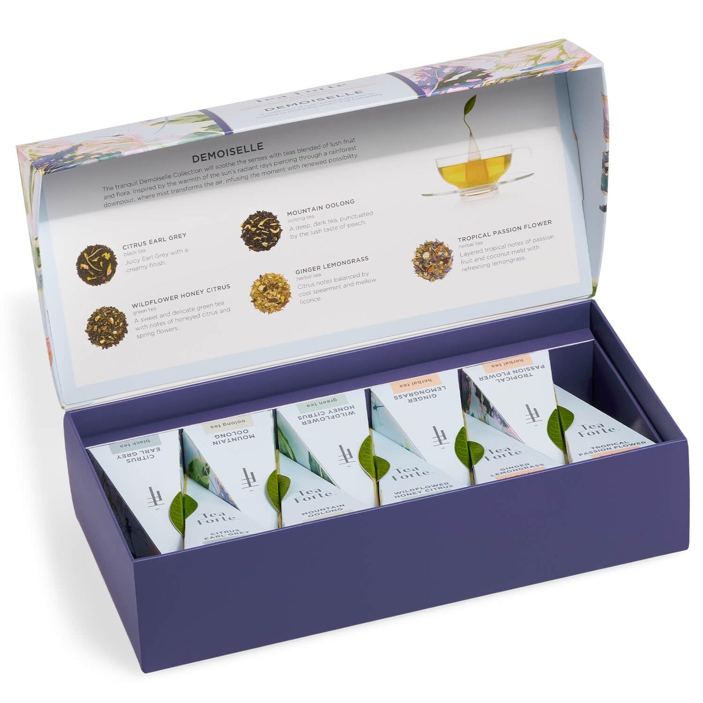 Tea Forte Petite Presentation Box Tea Gift Set, 10 Count, Assorted Varieties, Individually Wrapped Pyramid Infuser Bags