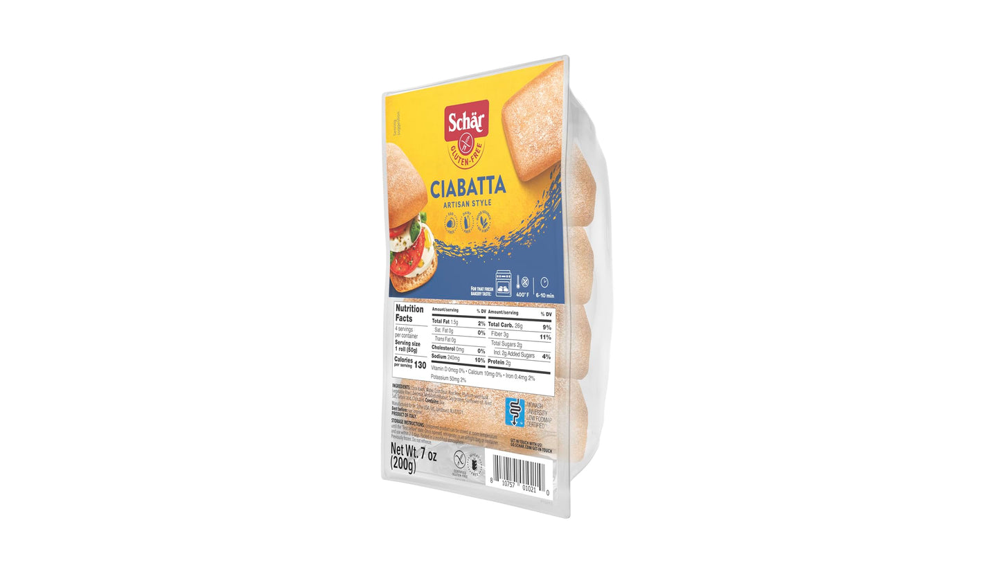 Schr Gluten-Free Ciabatta Rolls, 7Oz (5-Pack) - Wheat-Free, Dairy-Free, Non-Gmo, Crisp Crust & Soft Interior, Perfect For Sandwi