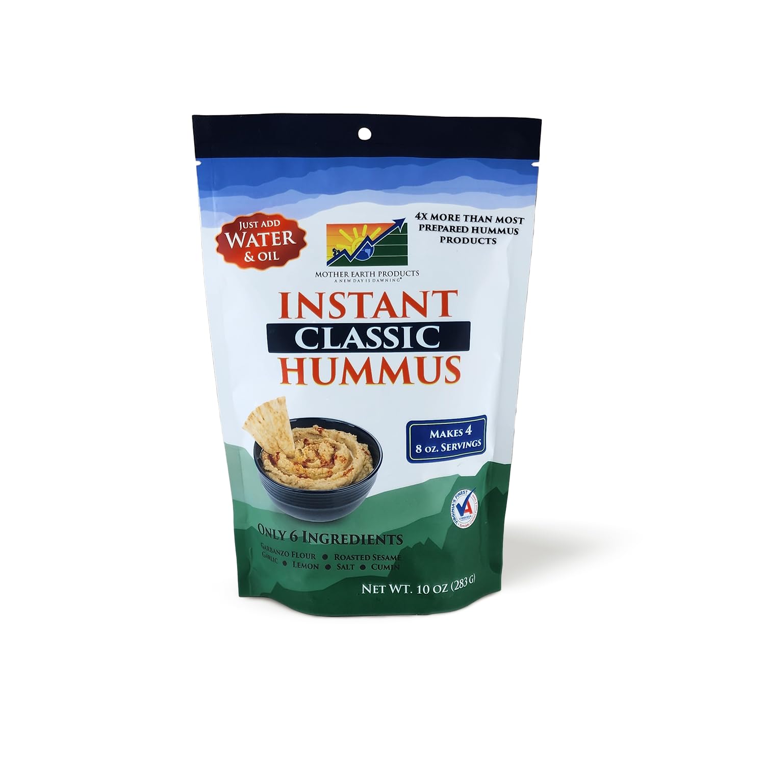 Mother Earth Products Instant Original Hummus Mix, 10 oz Resealable Bag